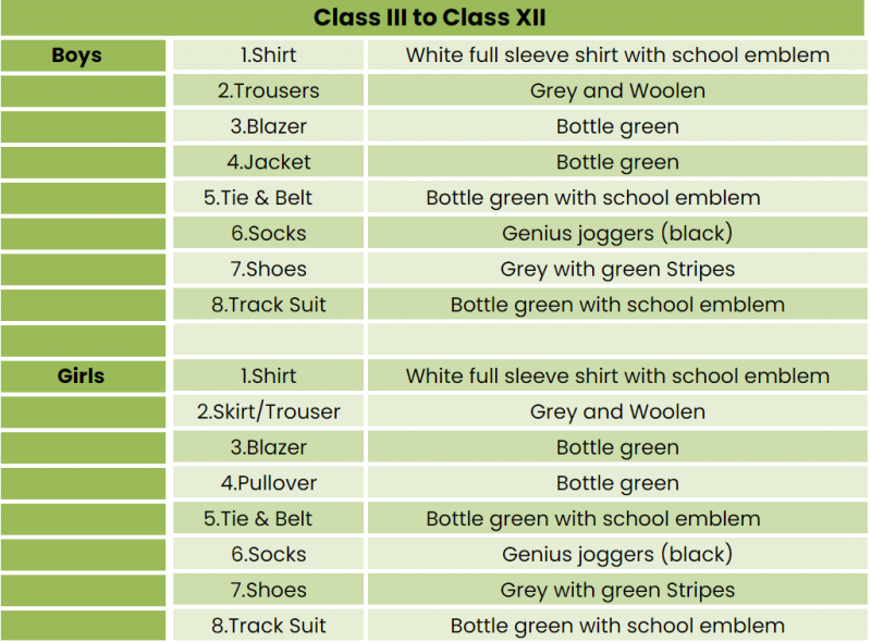 Uniform Code – Delhi Public School
